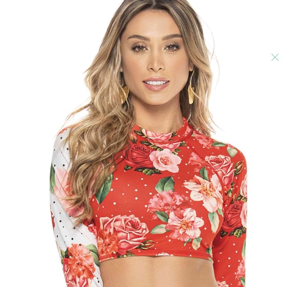 PHAX - Rashguard cropped = sleeves -  medium-  Bright colours.  NWT - Picture 3 of 4